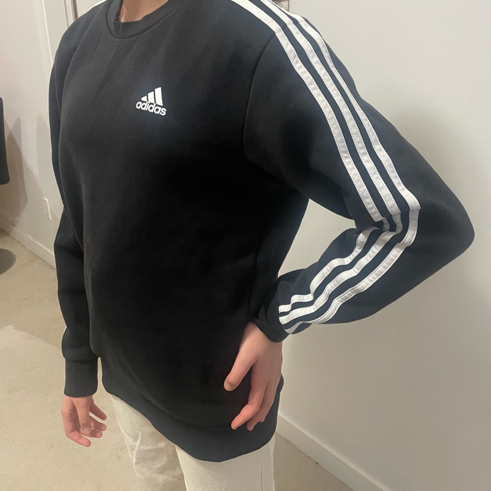 Adidas Black Sweatshirt with White Stripes